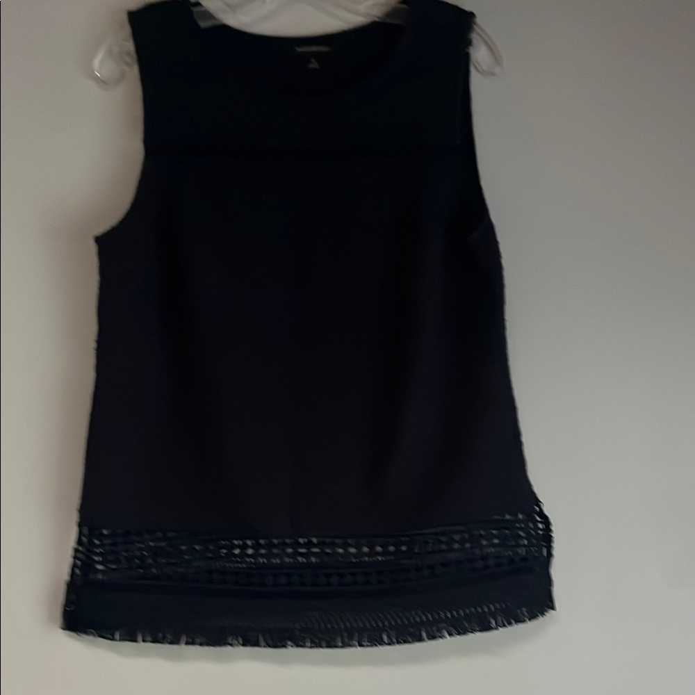 Elegant Banana Republic Navy Sleeveless Top with lovely fringe design